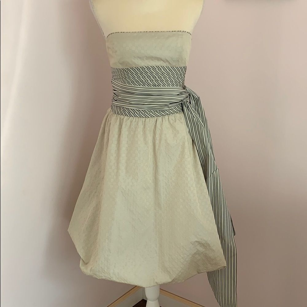 BCBG MAXAZRIA - Striped Sash Strapless Dress - Size 4